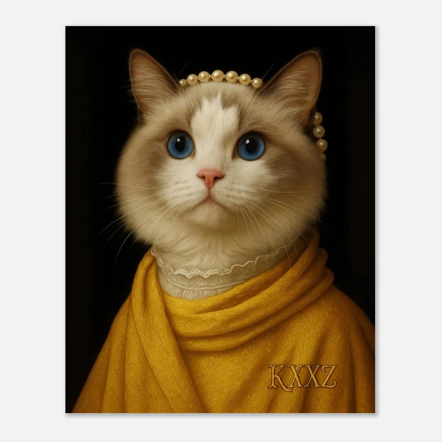 Custom Cat Portrait | With Pearl Earring