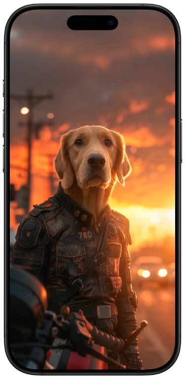 cinematic biker dog wallpaper for phone