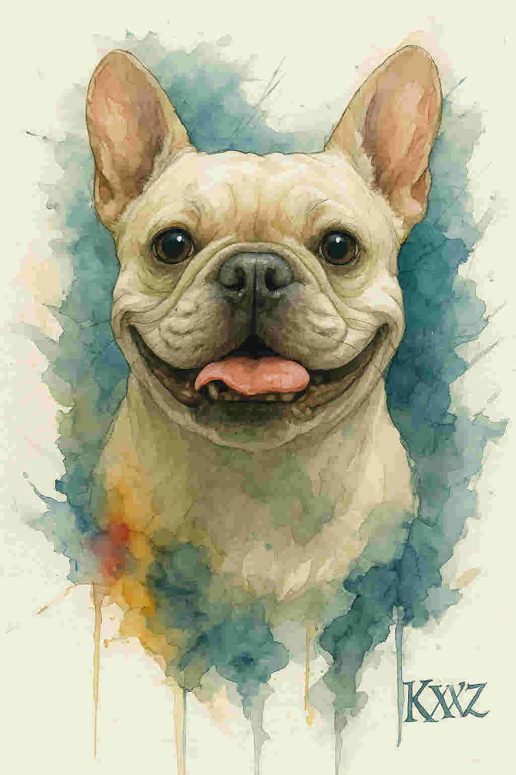 Personalized artistic illustration of a dog with watercolor style